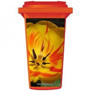 Yellow & Red Tulip Wheelie Bin Sticker Panel